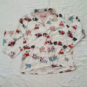 {PJ Salvage} Wine Cats Pajama Button Up Top